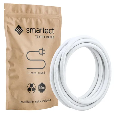 Productafbeelding van Textielkabel voor Lampen (3 x 0.75mm²) Wit, 10 Meter