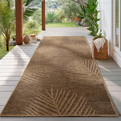 Produktbild von Homebyhome In- & Outdoor Teppich Wetterfest im natürlichen Jute-Look, ideal für Wohnzimmer, Küche, Terrasse & Balkon, Grösse: 80x250 cm