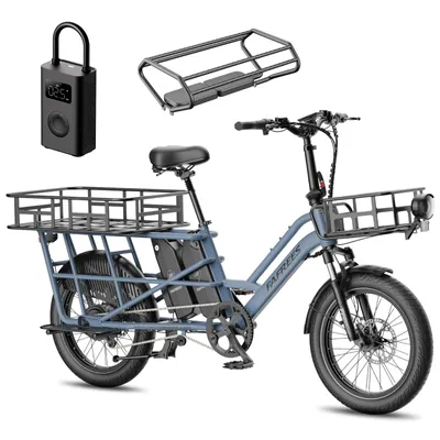 Produktbild von FAFREES FF20 CUV Familien-Longtail E-Cargo-Bike – Modulares E-Bike mit Dual-Akku & 200 kg Traglast +Mijia Luftpumpe +Frontkorb+Kindersitze+Gepäckträge