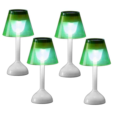 Immagine prodotto di Set di 4 lampade da tavolo a LED solari, in plastica | Lampada solare, lampada da tavolo | Lampada solare per illuminazione da giardino | Lampada da tavolo a energia solare per decorazione