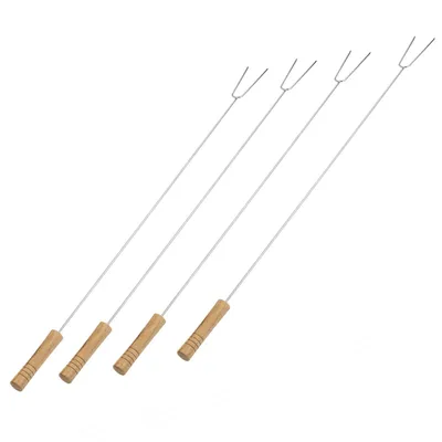 Produktbild von 4er Set Grillspieße – Edelstahl & Holz, 75 cm – Ideal für Lagerfeuer