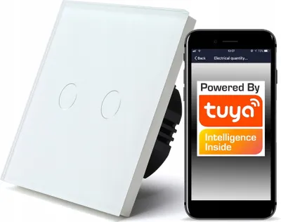Zdjęcie produktu dla Włącznik Dotykowy WiFi TUYA 2obw. biały #z N/bez N