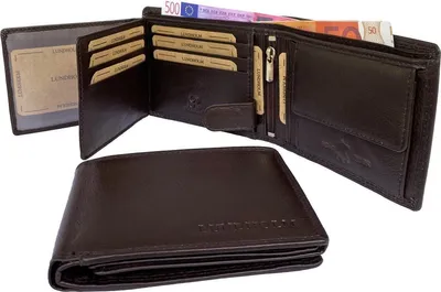 Obrázek produktu pro Peněženka Lundholm, pánská, z tmavě hnědé kůže – ochrana RFID – tenká peněženka typu "billfold" s 13 přihrádkami na karty, přihrádkou na mince a 2 okénky na doklady