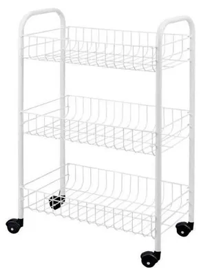 Produktbild von Küchenwagen Multifunktionswagen Rollwagen - 3 Körbe - 63 x 41 x 23 cm - Weiß - Für Küche und Bad
