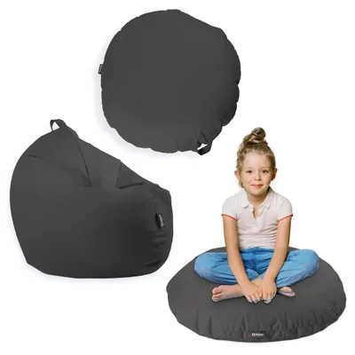 Produktbild von Sitzsack mit füllung 2 in 1 Sitzkissen Bean Bag Outdoor Indoor Wasserfest | Anthrazit 100cm