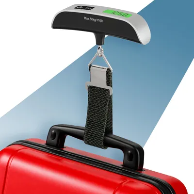 Immagine prodotto di Bilancia digitale portatile per valigie, con display LCD, capacità fino a 50 kg