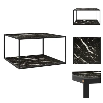 Imagen del producto de vidaXL Mesa de centro negra con aspecto de mármol, superficie de vidrio , 90x90x50 cm - Mesas de centro
