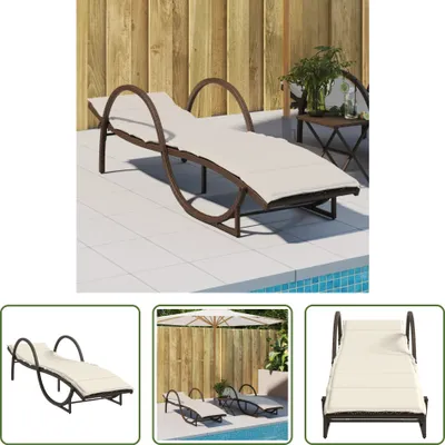 Produktbild von The Living Store Sonnenliege mit Auflage Braun 60x199x42 cm Poly Rattan