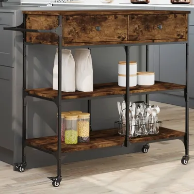 Produktbild von "SALE 2026"Küchenwagen - modernes Design - Servierwagen/Küchentrolley - Räuchereiche 105x42x95cm Holzwerkstoff NEU584820 - Servierwagen