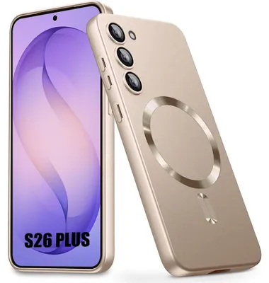 Image de Coque pour Samsung Galaxy S26 Plus, Protection Silicone Slim avec Anneau Magnétique Intégré - Doré