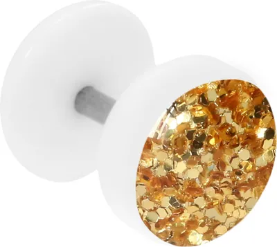 Produktbild von Fake Plug Ohrstecker weiß Glitterline Farbe - Gold