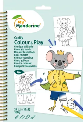 Produktbild von My Mandarine 5x Colour & Play, Mix-Max Ausmalbuch, Verkleidete Tiere Blau GY170C