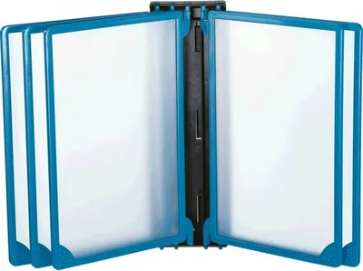 Produktbild von Klapprahmen INFOLINE, Magnethalter mit 5 Rahmen, blau, Kunststoff, DIN A4