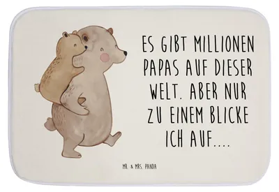 Produktbild von Mr. & Mrs. Panda Badvorleger Papa Bär - Weiß - Geschenk, Badematte, Vatertag, Badteppich, Geburtstag, Sohn, Muttertag, Duschvorleger, Badezimmer Matte, Badezimmerteppich