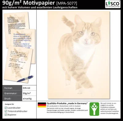 Produktbild von Motivpapier Briefpapier (Tier-5077, DIN A4 25 Blatt) Katze Kater Stubentiger