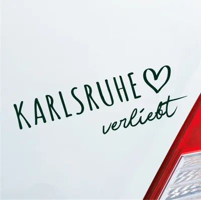 Produktbild von Auto Aufkleber Karlsruhe verliebt Herz Stadt Heimat Liebe Car 19x6 cm Dunkelgrün Sticker Heckscheibenaufkleber
