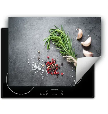 Produktbild von DarHaus Herdabdeckplatte 80x52 cm Anti Rutsch Matte Aufrollbar, schiefer - Gewürze