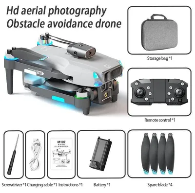 Image de Drone caméra M107 - Quadricoptère RC - Caméra 480p - FPV Wi-Fi - Moteur sans balais - Portée de 100 m - Pliable - Sans écran - Gris