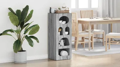 Zdjęcie produktu dla Komoda vidaXL ELST, szara Sonoma, 40 x 35 x 100,5 cm, płyta wiórowa