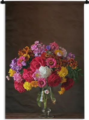 Produktbild von MuchoWow® Wandteppich Wandbehang Vase - Stilleben - Farben 90x135 cm Tapisserie Dekoration Wandtuch - Baumwolle - Wandskulptur