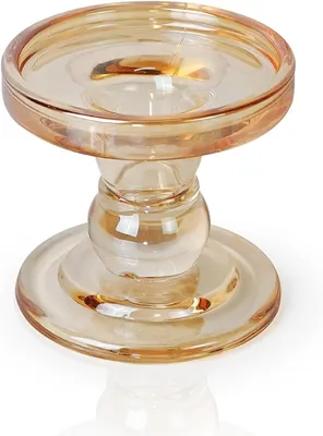 Imagen del producto de Soporte para velas de cristal, color ámbar, con un diámetro de 7,5 cm, ideal para velas cónicas