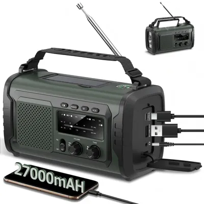 Obrázek produktu pro Nouzové rádio s klikou - 27000 mAh - AM/FM - Bluetooth - Svítilna a SOS