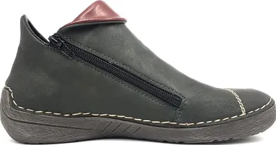 Imagen del producto de Botas de tacón bajo para mujer Rieker, con cremallera, color verde, para uso casual