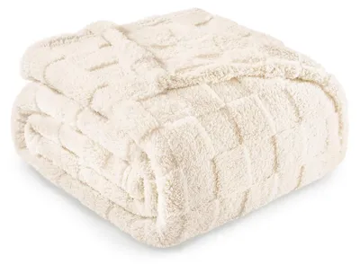Productafbeelding van Plaid fleece deken - Blokjacquard - Lichte en zachte polardeken - Overtrek voor bed of bank