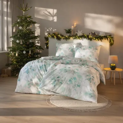 Produktbild von Estella Kuschel Flanell Bettwäsche 135x200 Frosted flowers bleu Eisblumen 4467-630