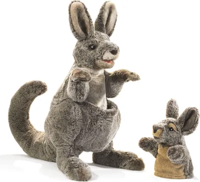 Produktbild von Folkmanis Handpuppe Känguruh mit Baby 3178