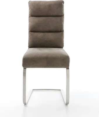 Produktbild von DELIFE Freischwinger Pela-Flex Mikrofaser Taupe Vintage Freischwinger flach Edelstahl Taschenfederkern