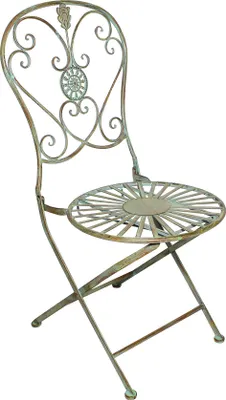 Produktbild von Gartenstuhl H93cm Metall Rustikal Grün Antik Klappstuhl Garten-Deko Rost Stuhl