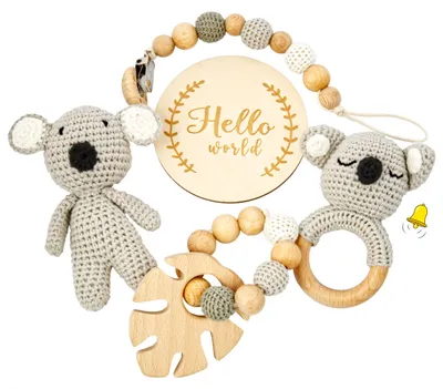 Produktbild von Handgestrickter Koala Lako Geschenkbox zur Geburt oder Babyparty