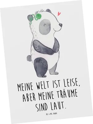 Produktbild von Mr. & Mrs. Panda bildkarte Panda Gehörlos - Weiß - Geschenk, Kunstkarten, Postkarte, Postkarten, Ansichtskarte, Ansichtskarten, Grußkarte, Ertaubt, Cochlea Implantat