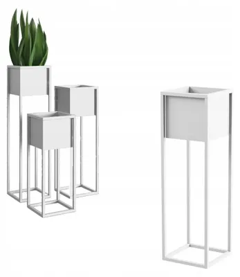 Obrázek produktu pro Váš loftový designový květináč Nantes, kovový, bílý, série Loft, výška 75 cm