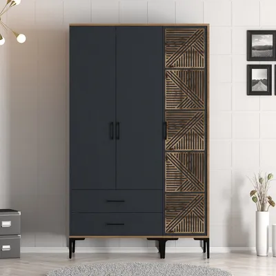 Produktbild von Skye Decor, Kumsal PT - Walnut, Anthracite, Kleiderschrank, Nussbaum, 100 % MELAMINBESCHICHTETE SPANPLATTEN, 120 x 201,4 x 47,5 cm