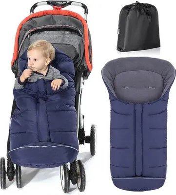 Image de Sac à pied d'hiver lavable pour poussette, bleu, imperméable