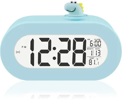 Kinder-Digitalwecker, hellblau, mit Datum & Temperatur