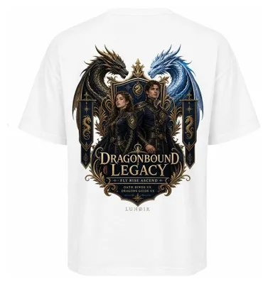 Produktbild von Damen Oversize T-Shirt Weiß M – Bedrucktes Shirt mit Drachen Motiv aus Baumwolle – LUNØIR ©