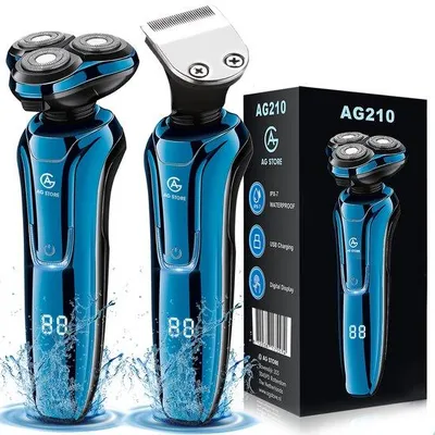 Productafbeelding van AG210 Scheerapparaat Mannen- Met Trimmer - Nat en droog - Scheerapparaten - Scheren - 120 Minuten Draadloos Te Gebruiken - Tondeuse - Elektrisch shaver - Baardtrimmer - ook voor vrouwen