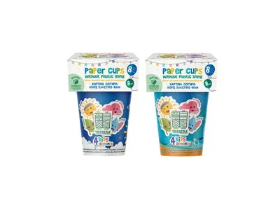 Produktbild von Intertan SA Tessera Kelímek, Papier, für Kinder, wasserbasiert, Drop & Ray, 240 ml, 2 × 8 Stück