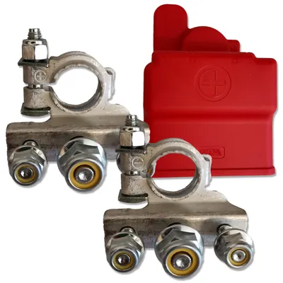 Produktbild von Batteriepolklemmen Set Plus Minus 3-fach M6 M8 Abdeckung | MTA M686DX