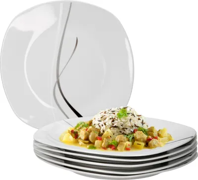 Obrázek produktu pro Van Well sada 6 jídelních talířů Silver Night single, jídelní talíř plochý, 250 mm, dekor linie