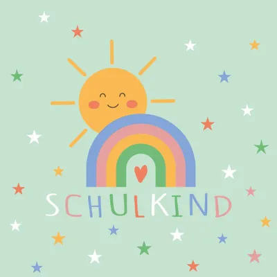 Produktbild von 20 Servietten Schulkind - Schulkind an Regenbogen 33x33cm