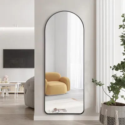 Image de Miroir mural avec cadre noir 170x65cm design moderne Selur