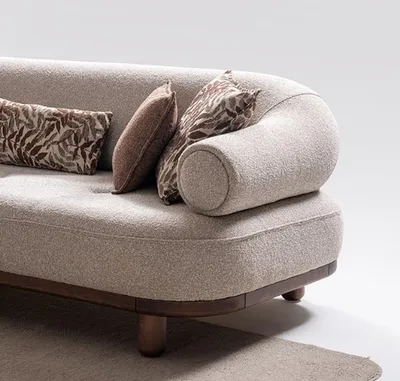 Produktbild von Beiger Polster Dreisitzer Wohnzimmer Designer Textilsofa Sitzsofa