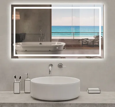 Image de Miroir lumineux 120x70cm,3 couleurs + dimmable + anti-buée + mémoire, miroir salle de bain