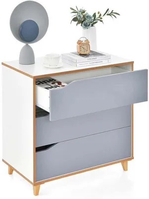 Zdjęcie produktu dla Komoda z szufladami, kolor szary - drewniana komoda, wymiary 75x42x75 cm - mebel do sypialni - komoda do pokoju dziecięcego
