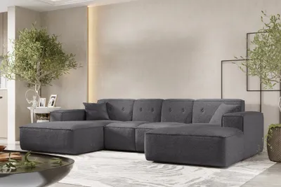 Produktbild von Wohnlandschaft Sofa U-Form CESINA XS in Stoff Ascot Bukla Grafit