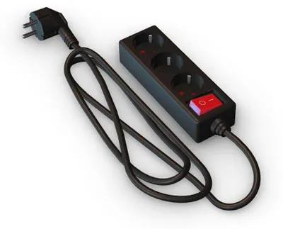 Produktbild von Steckdosenleiste mit 3 Steckdosen Schuko mit Schalter, 1,5 m H05VV-F 3G1,5 m㎡, S